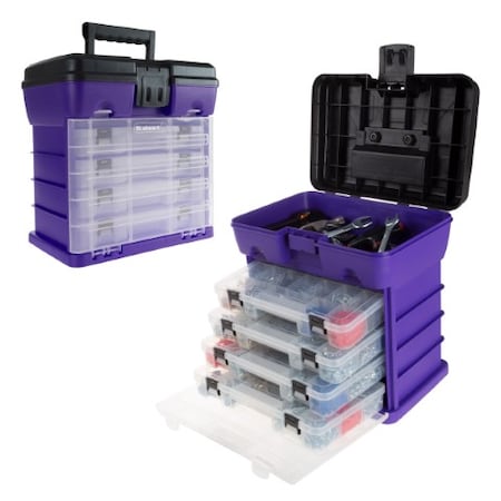 Fleming Supply Storage and Toolbox, Durable Organizer Utility, 4 Drawers with 19 Compartments Each, Purple 762531KXX
